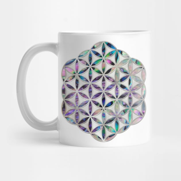 Flower of life Abalone shell on pearl by Nartissima